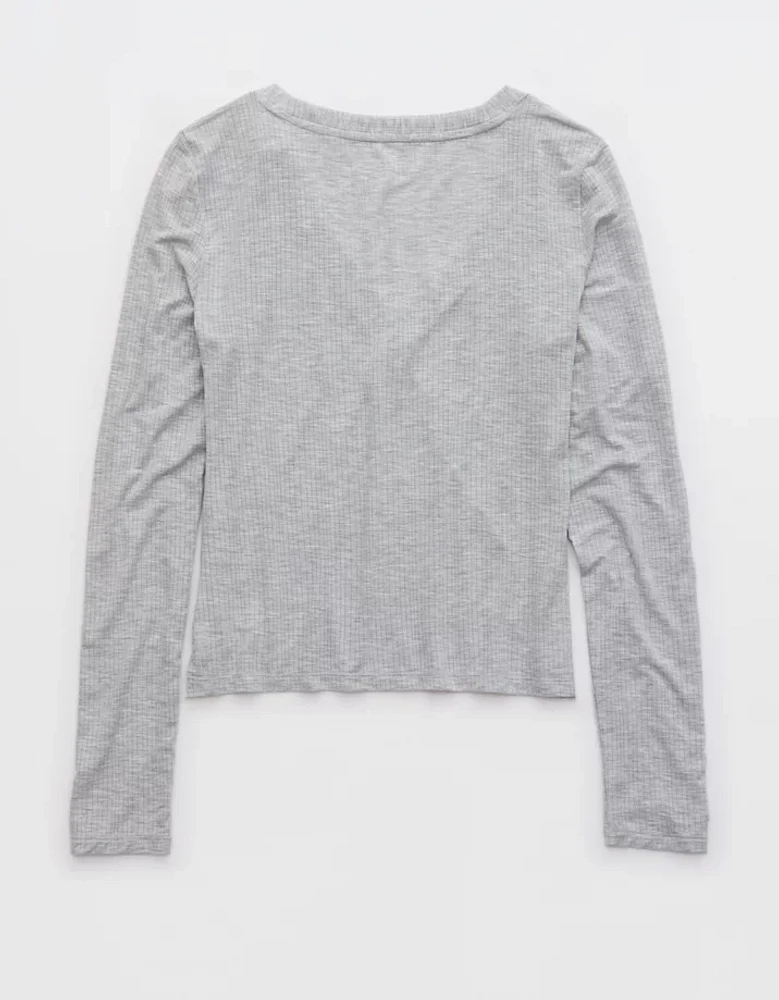 Superchill Modal Rib Long Sleeve Henley T-Shirt