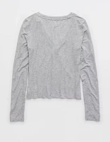 Aerie Superchill® Modal Rib Long Sleeve Henley T-Shirt