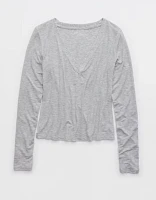 Aerie Superchill® Modal Rib Long Sleeve Henley T-Shirt