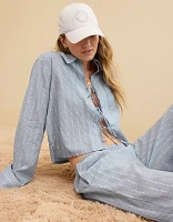 Aerie Off-Duty Poplin Tie Front Pajama Shirt