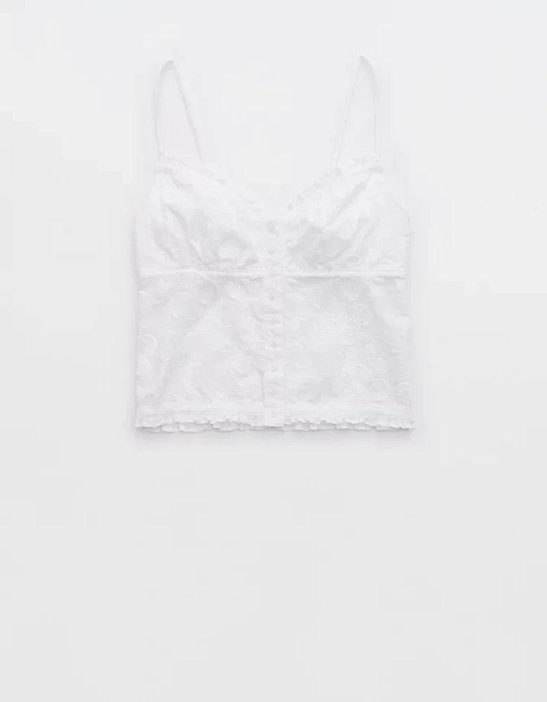 Aerie Off-Duty Embroidered Cotton Tank Top