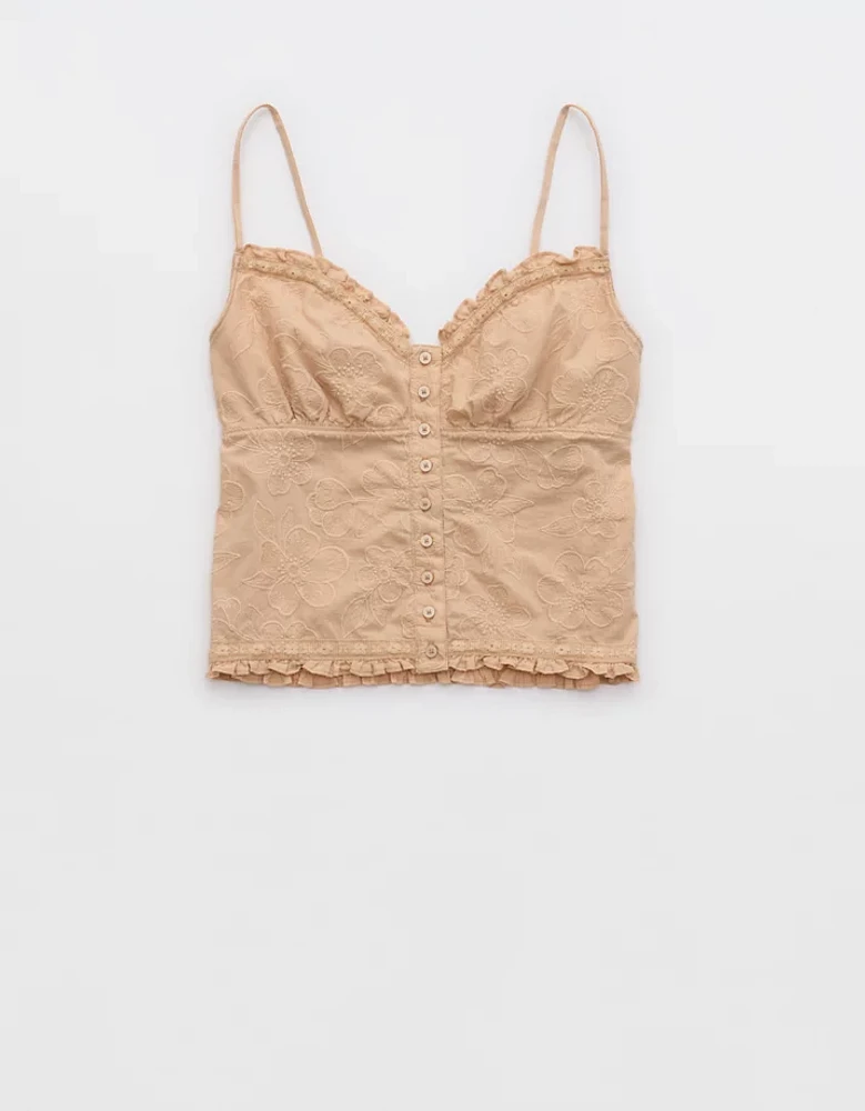 Aerie Off-Duty Embroidered Cotton Tank Top