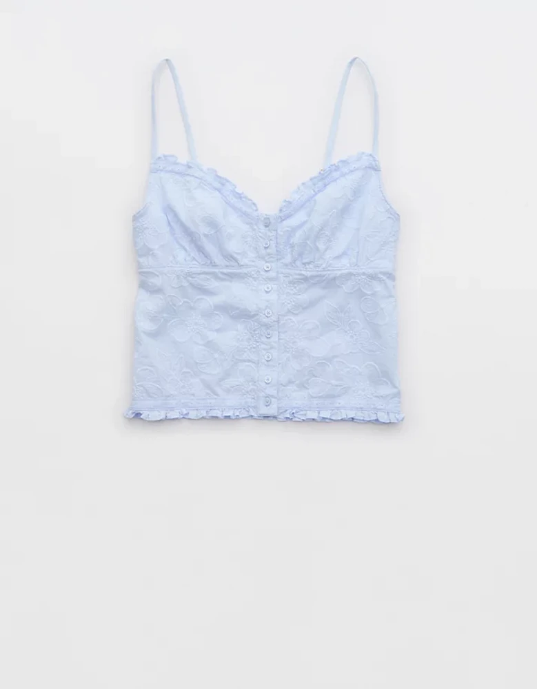 Aerie Off-Duty Embroidered Cotton Tank Top