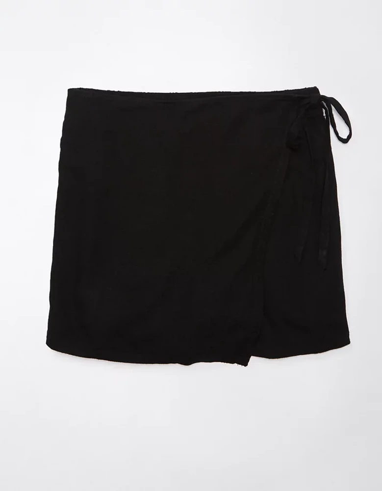 Jupe-short portefeuille en mélange de lin AE