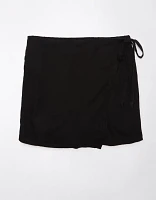 Jupe-short portefeuille en mélange de lin AE