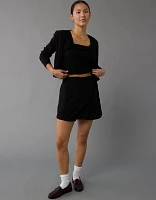 Jupe-short portefeuille en mélange de lin AE