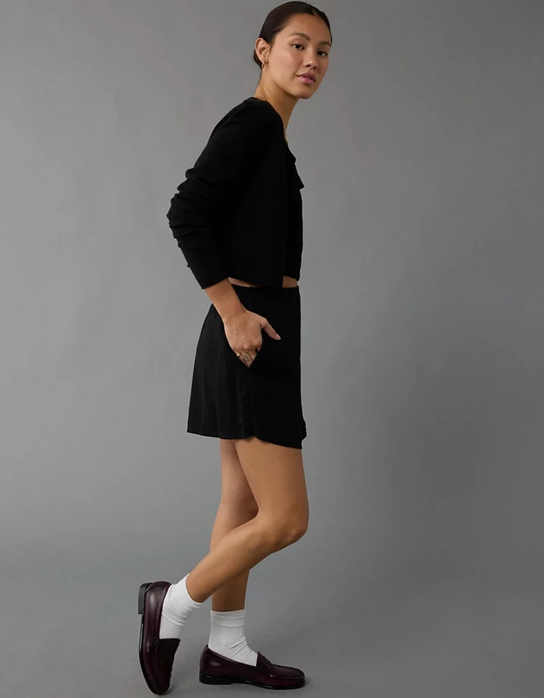 Jupe-short portefeuille en mélange de lin AE