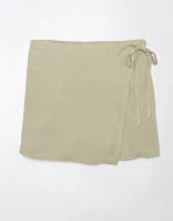 AE Linen-Blend Faux Wrap Skort