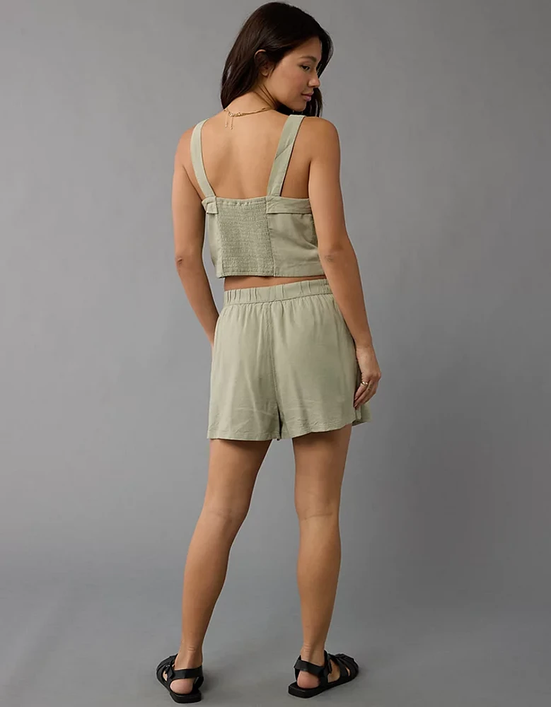 AE Linen-Blend Faux Wrap Skort