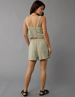 AE Linen-Blend Faux Wrap Skort