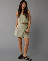 AE Linen-Blend Faux Wrap Skort