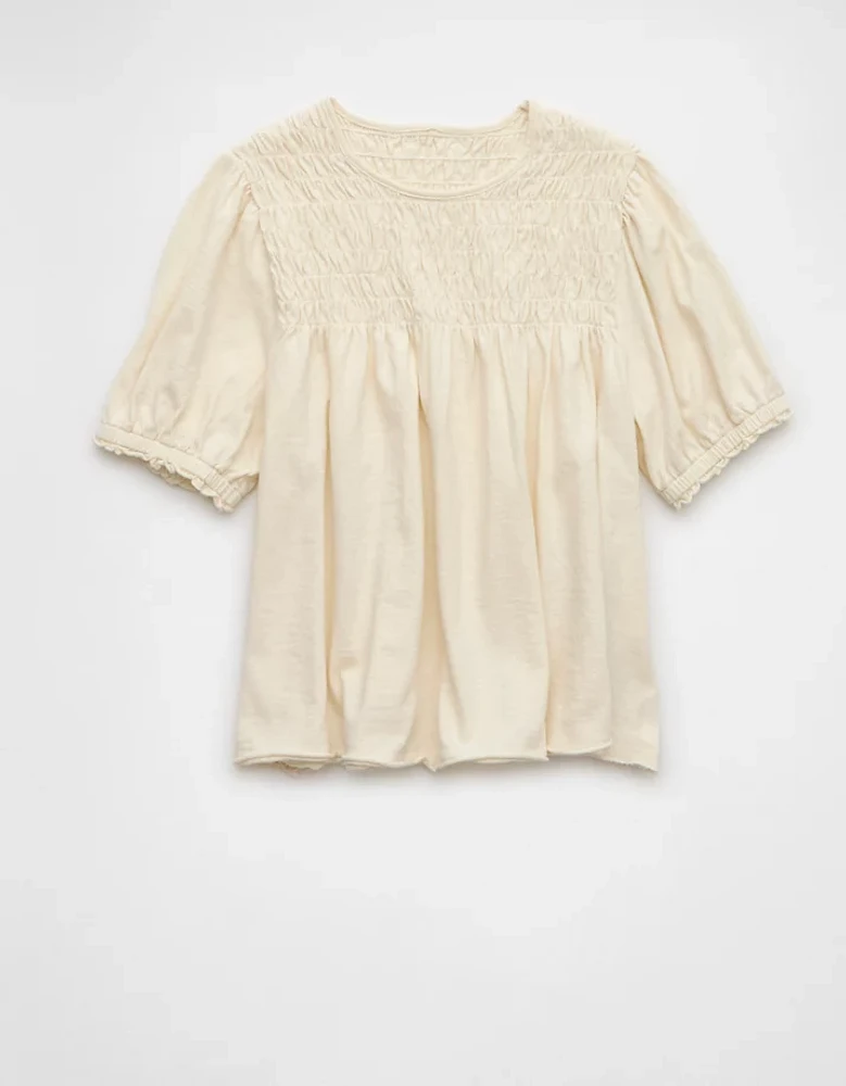 T-shirt à smocks en tricot manches bouffantes Vive le soleil AE