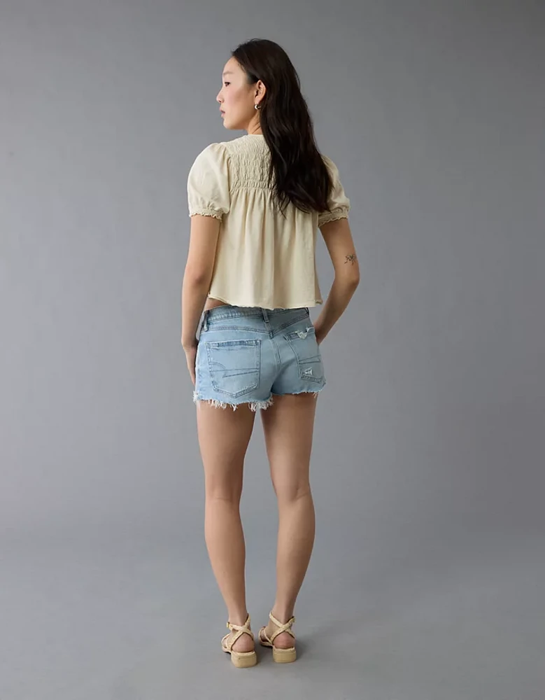 T-shirt à smocks en tricot manches bouffantes Vive le soleil AE