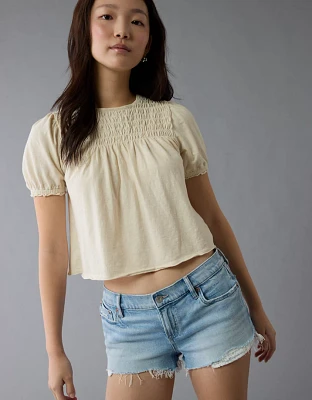 T-shirt à smocks en tricot manches bouffantes Vive le soleil AE