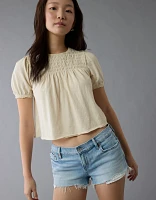 T-shirt à smocks en tricot manches bouffantes Vive le soleil AE