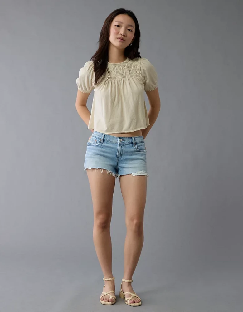 T-shirt à smocks en tricot manches bouffantes Vive le soleil AE