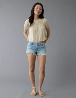 T-shirt à smocks en tricot manches bouffantes Vive le soleil AE