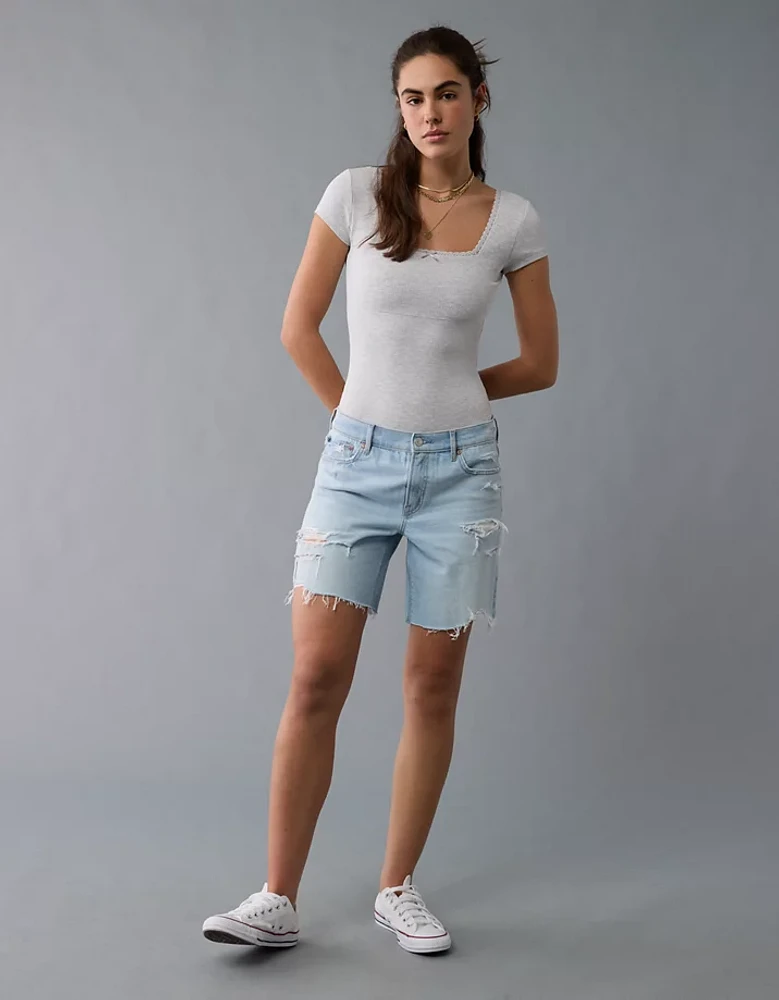AE Short Sleeve Square Neck Bow Bodysuit