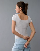 AE Short Sleeve Square Neck Bow Bodysuit