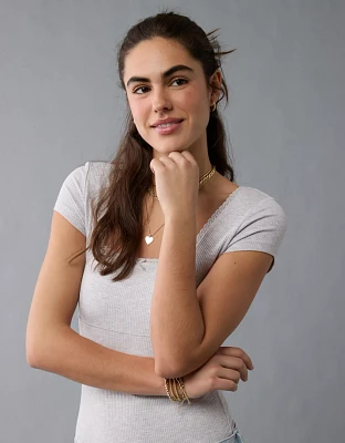 AE Short Sleeve Square Neck Bow Bodysuit