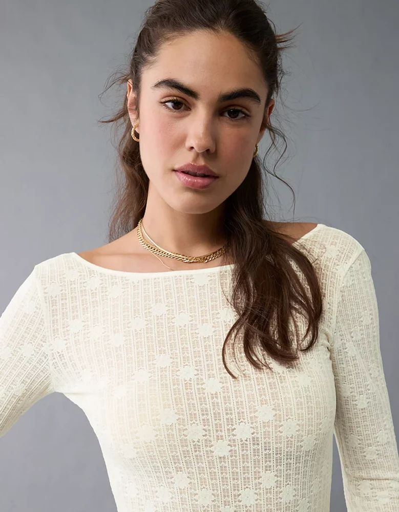 AE Long-Sleeve Lace Bodysuit