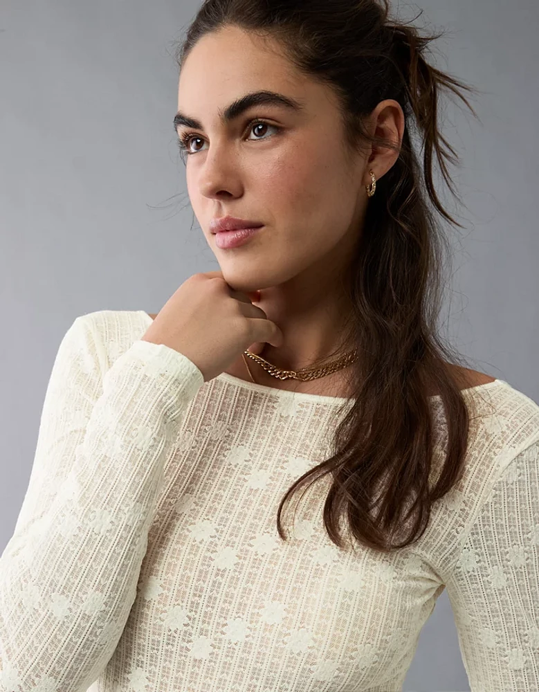 AE Long-Sleeve Lace Bodysuit