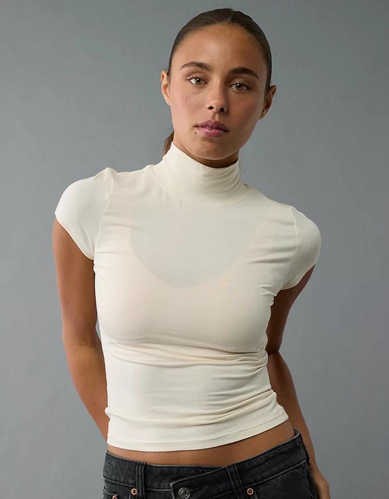 AE Cropped Soft & Sexy Mock Neck T-Shirt