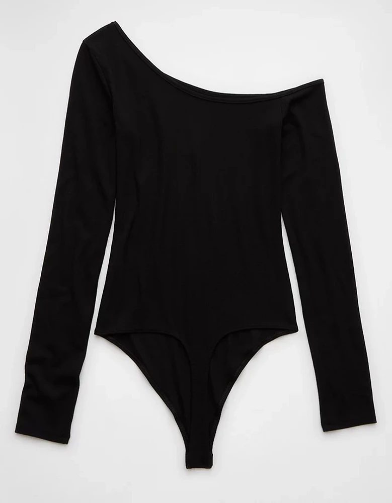 AE Long-Sleeve Asymmetrical Off-The-Shoulder Bodysuit