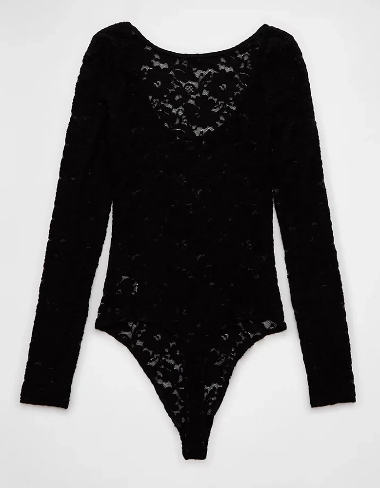 AE Long-Sleeve Low Back Lace Bodysuit