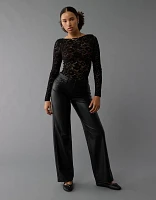 AE Long-Sleeve Low Back Lace Bodysuit