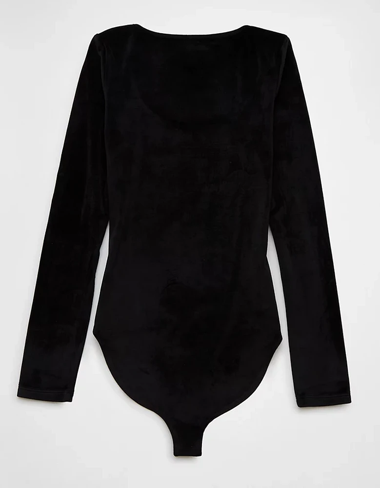 AE Long-Sleeve Scoop Neck Velvet Bodysuit