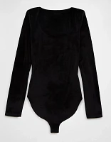 AE Long-Sleeve Scoop Neck Velvet Bodysuit