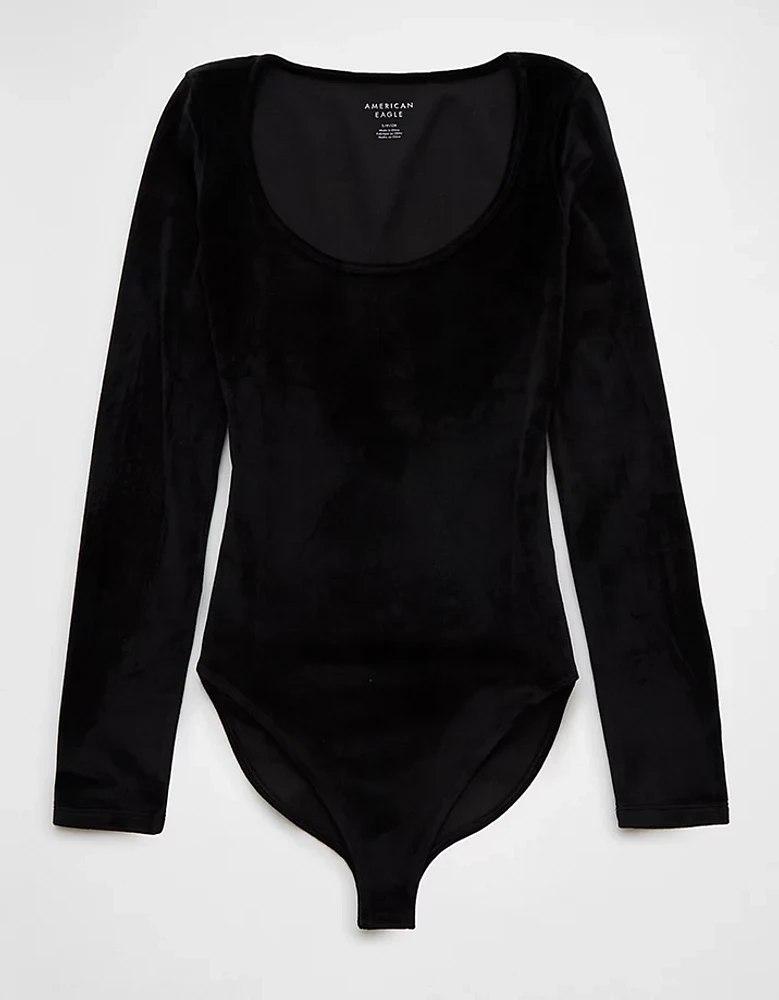 AE Long-Sleeve Scoop Neck Velvet Bodysuit