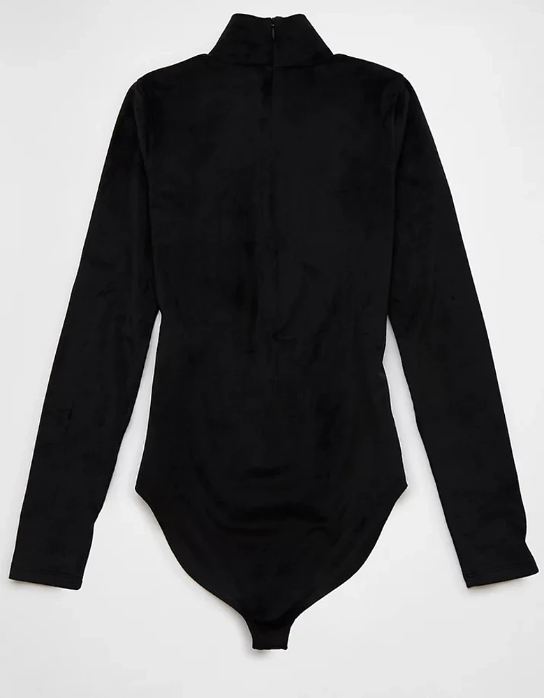 AE Long-Sleeve Mock Neck Velvet Bodysuit