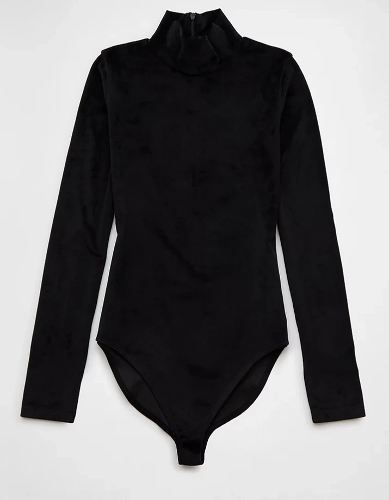 AE Long-Sleeve Mock Neck Velvet Bodysuit