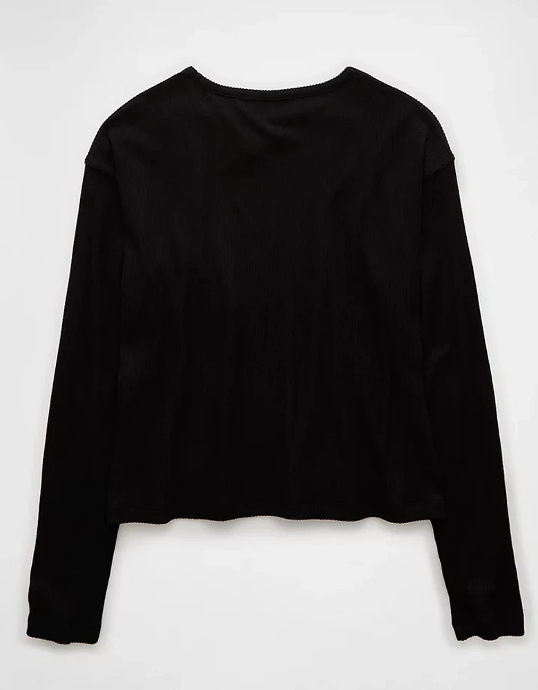 AE Plush Long-Sleeve Cropped Pocket T-Shirt