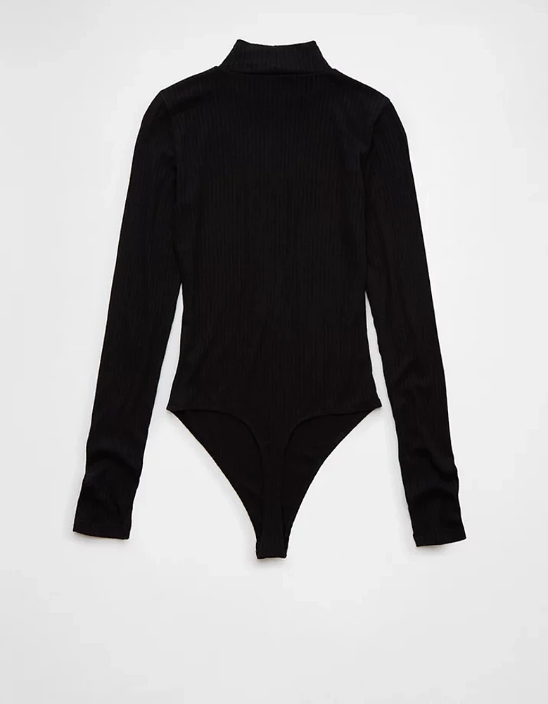 AE Long-Sleeve Mock Neck Pointelle Bodysuit