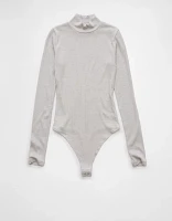 AE Long-Sleeve Mock Neck Pointelle Bodysuit