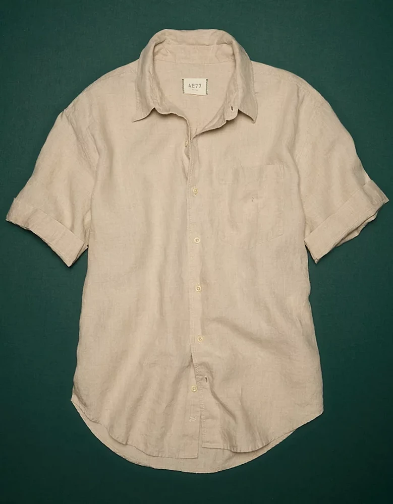 AE77 Premium Linen Boyfriend Button-Up Shirt