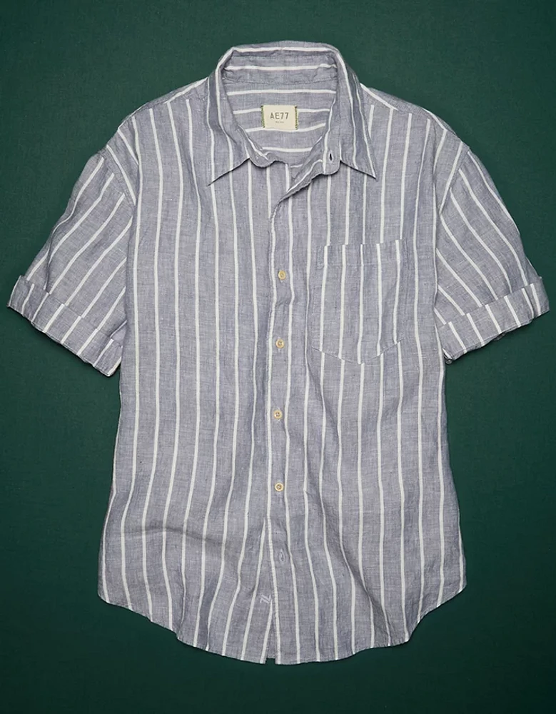 AE77 Premium Linen Boyfriend Button-Up Shirt