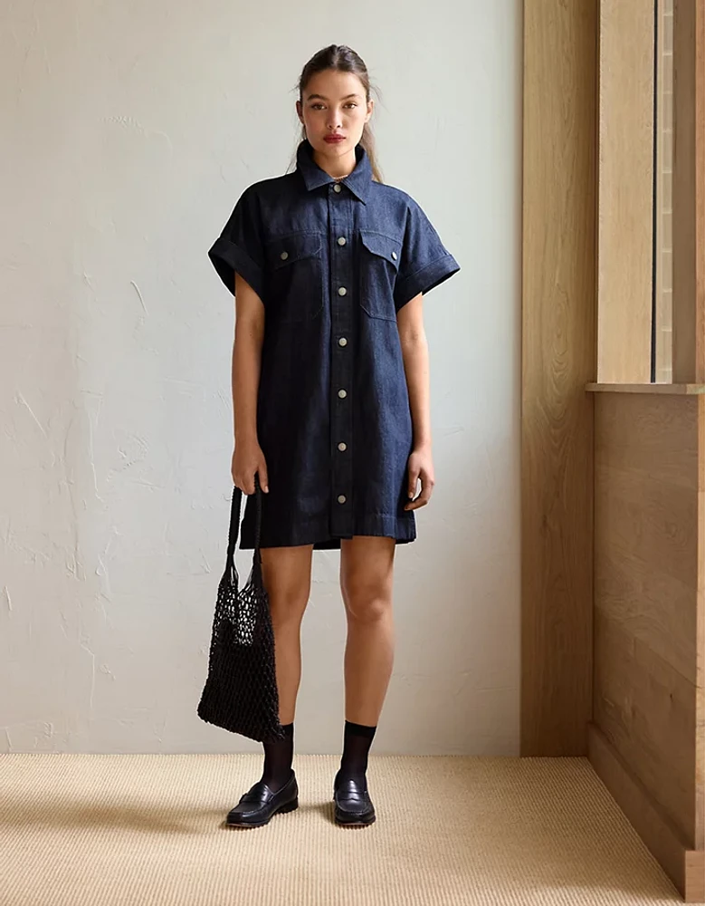 AE77 Premium Denim Shirt Dress