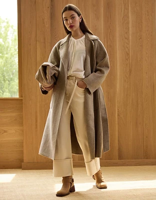 AE77 Premium Wool-Blend Wrap Coat