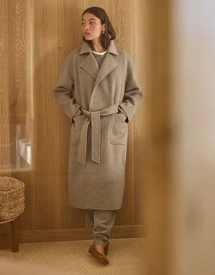 AE77 Premium Wool-Blend Wrap Coat