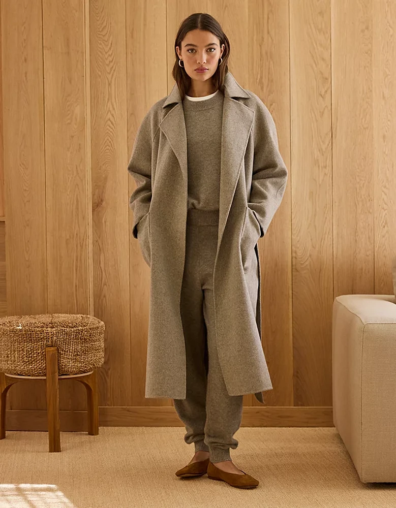 AE77 Premium Wool-Blend Wrap Coat