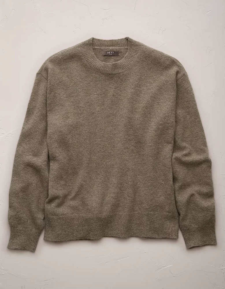 AE77 Premium Cashmere-Blend Crew Neck Boyfriend Sweater