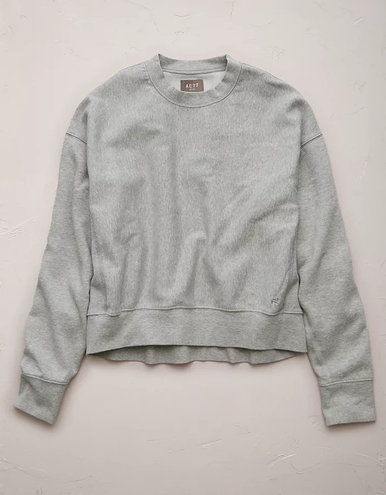 AE77 Premium Fleece Cropped Crew Neck Sweatshirt