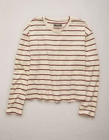 AE77 Premium Long-Sleeve Boxy Striped T-Shirt