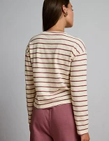 AE77 Premium Long-Sleeve Boxy Striped T-Shirt