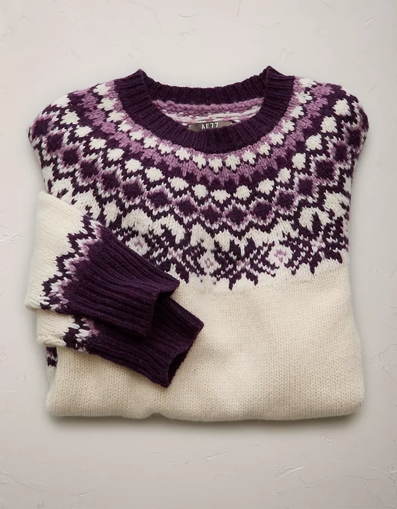 AE77 Premium Shrunken Fair Isle Cocoon Sweater