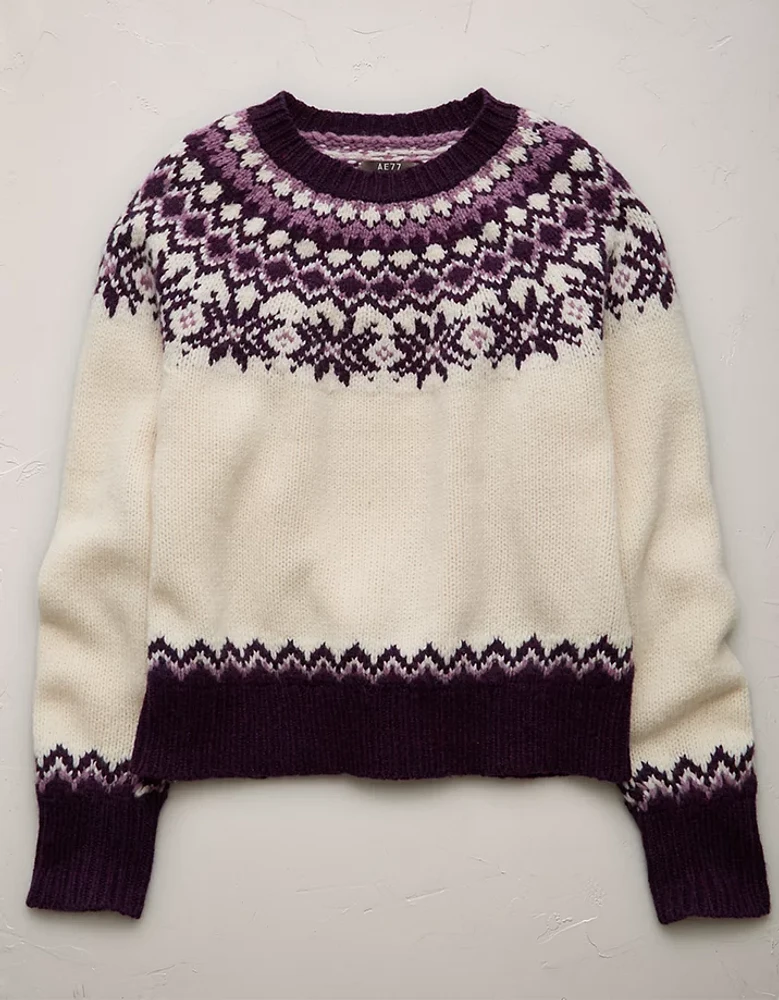 AE77 Premium Shrunken Fair Isle Cocoon Sweater